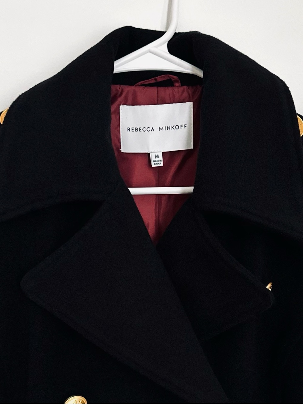 Rebecca Minkoff Women’s Double-Breasted Peacoat Jacket/Gold Buttons/Black/Size M - Picture 2 of 9